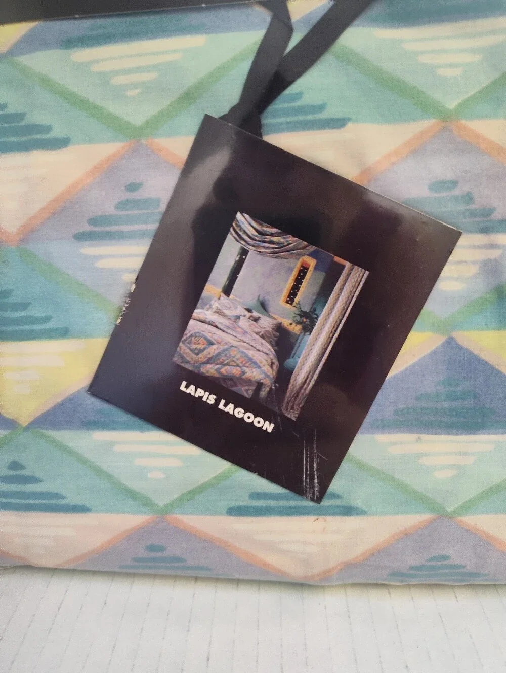 Vtg New 1991 Collier Campbell Lapis Lagoon Full Fitted Sheet Southwestern